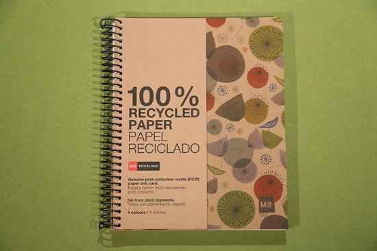 Cahier à spirale A5, 80 feuilles, couverture en carton recyc