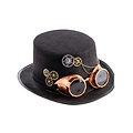Chapeau haut de forme steampunk en feutre avec lunettes adulte