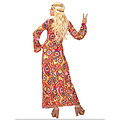 Déguisement robe longue hippie multicolore femme