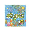 20 Serviettes en papier 40 ans Anniversaire Fiesta 33 cm