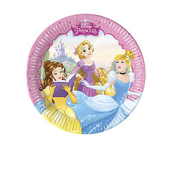 8 Petites assiettes en carton Princesses Disney™ cœurs 20 cm