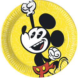 8 Petites assiettes en carton Mickey™ rétro 20 cm