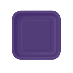 16 Petites assiettes carrées en carton violettes 18 cm