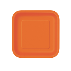 16 Petites assiettes carrées en carton oranges 18 cm
