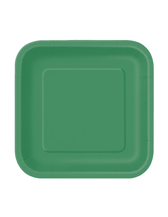 16 Petites assiettes en carton vert émeraude 18 cm