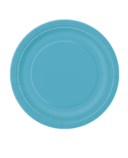 Cod.53769 20 Petites assiettes rondes en carton turquoises 18 cm 