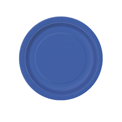 20 Petites assiettes rondes en carton bleues 17 cm