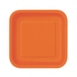 14 Assiettes carrées en carton oranges 23 cm