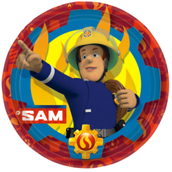 8 Assiettes en carton Sam le Pompier™ 23 cm