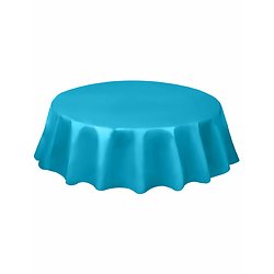 Nappe ronde en plastique bleu caraïbe 213 cm