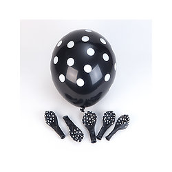 6 Ballons en latex noirs à pois blanc 30 cm