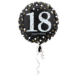 Ballon Aluminium Happy Birthday holographique 18 ans