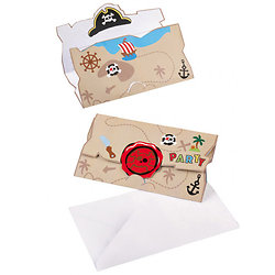 8 Invitations et enveloppes Pirate
