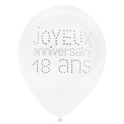 8 Ballons en latex 18 ans anniversaire chic 23 cm