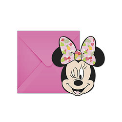 6 Cartons d'invitation avec enveloppes Minnie™ Tropical