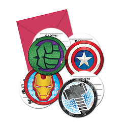 6 Invitations + enveloppes Avengers Mighty