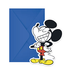 6 Cartes d'invitation et enveloppes Mickey™ rétro