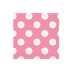 16 Petites serviettes en papier roses à pois 25 x 25 cm