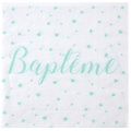 20 Serviettes en papier Baptême blanches et menthes 33 x 33 cm