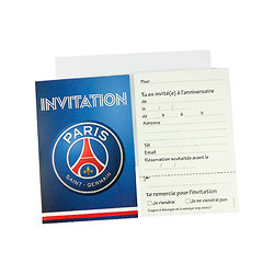 6 Cartes d'invitation + 6 enveloppes PSG™ 12 x 16.5 cm
