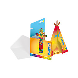 8 Cartons d'invitations en carton Indien avec enveloppes 12 x 22 cm