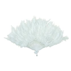 Éventail à plumes - 43 cm - blanc
