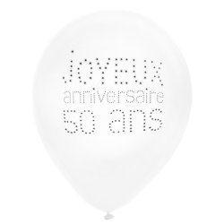 8 Ballons en latex 50 ans anniversaire chic 23 cm