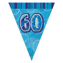 Guirlande fanions bleu Age 60 ans 2,74m