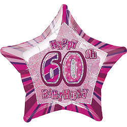 Ballon étoile rose Age 60 ans