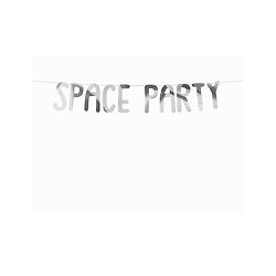 Guirlande en carton space party argentée 13 x 96 cm