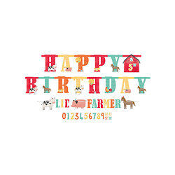 2 Guirlandes en carton Happy Birthday âge personnalisable à la ferme