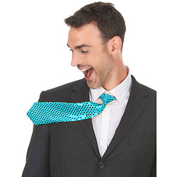 Cravate à sequins bleu adulte