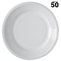 50 Assiettes rondes blanches design 22 cm