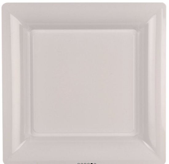 12 Assiettes carrée blanche 16,5cm. Recyclable - Réutilisable
