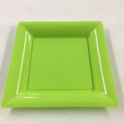 12 Assiettes carrée vert anis 21,5cm. Recyclable - Réutilisable