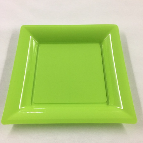 12 Assiettes carrée vert anis 16,5cm. Recyclable - Réutilisable