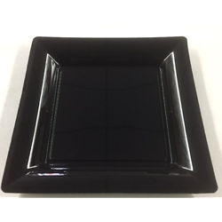 12 Assiettes carrée noire 21,5cm. Recyclable - Réutilisable