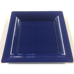 12 Assiettes carrée Bleu marine 21,5cm. Recyclable - Réutilisable