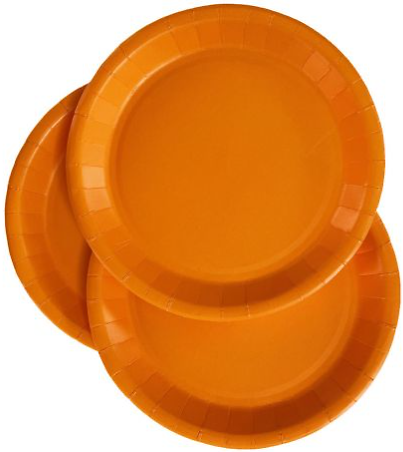 10 Assiettes carton orange Biodégradables 22 cm