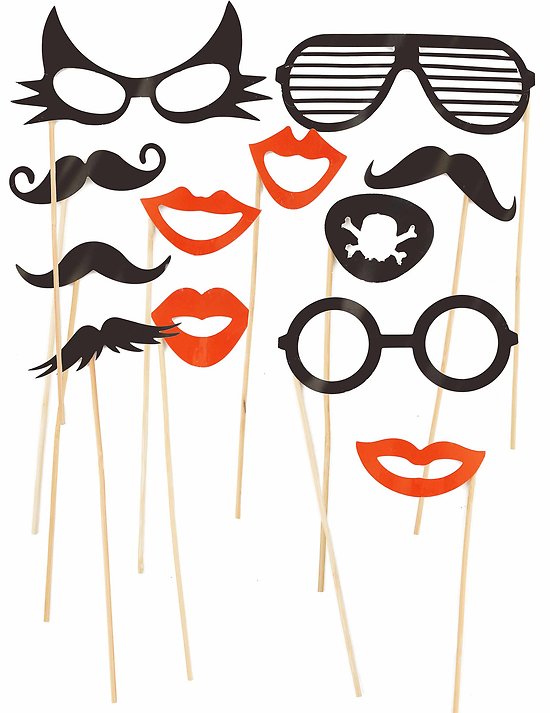 Kit photobooth 12 pièces lunettes et moustaches