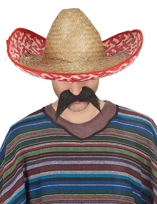 Sombrero Mexicain rouge et paille Adulte