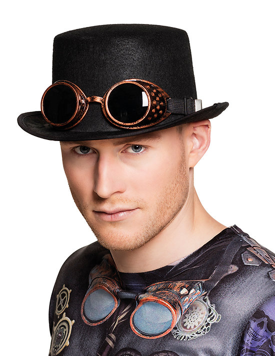 Chapeau avec lunettes adulte Steampunk