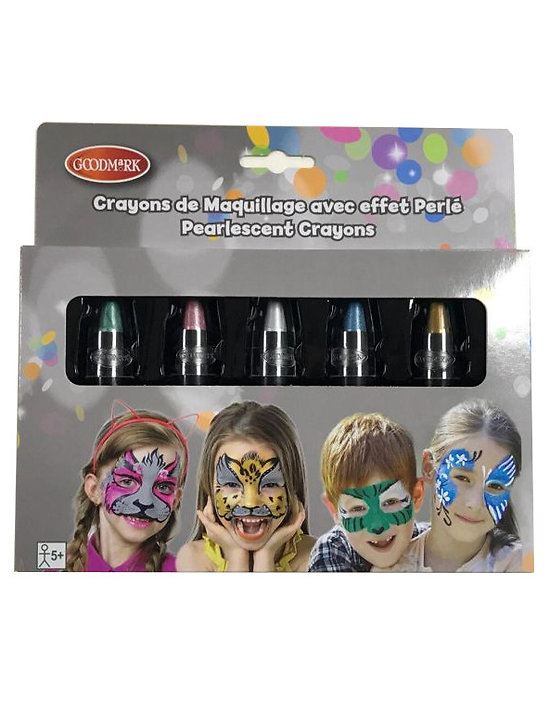5 crayons maquillage à l'eau effet perlé enfant 2,8 g
