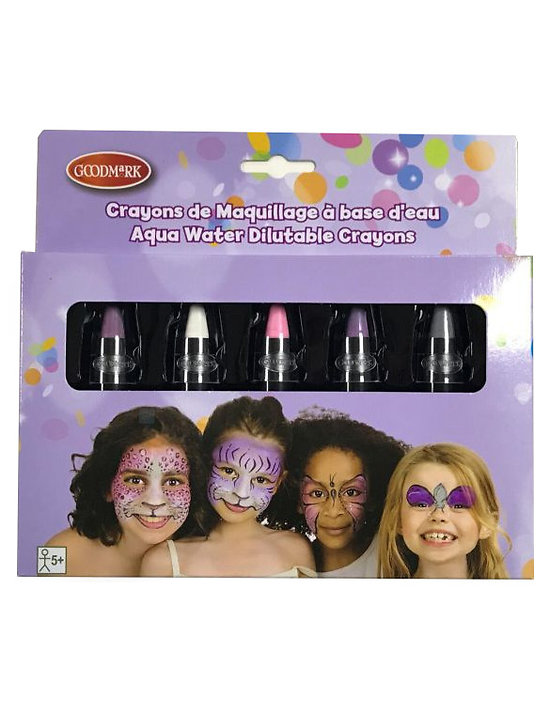 5 crayons maquillage à l'eau couleurs pastel enfant 2,8 g
