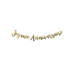 Guirlande Joyeux Anniversaire métallisée dorée 1,80 m