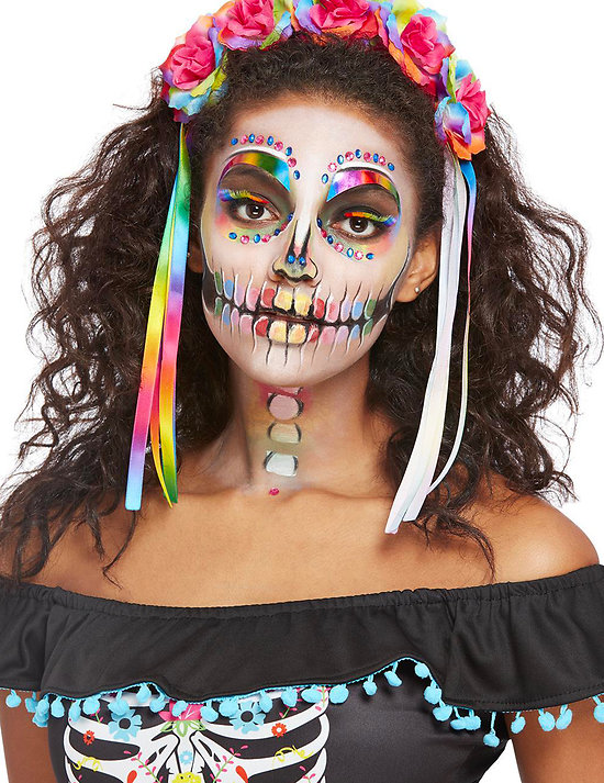 Kit maquillage squelette multicolore femme