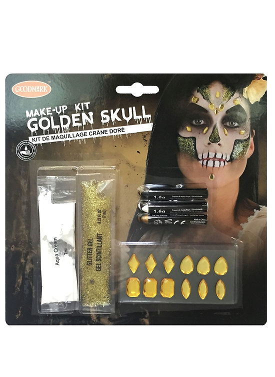 Kit maquillage squelette sexy doré adulte