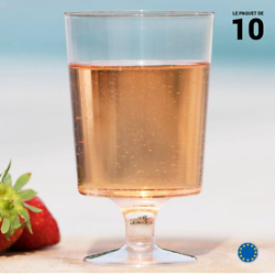10 Verres à vin cristal 17 cl. Lavables - Réutilisables