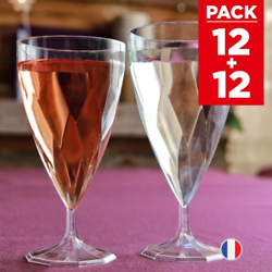 Pack 12 verres à vin + 12 verres à eau design cristal