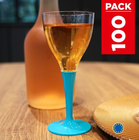 Pack 100 verres turquoise. Lavables - Réutilisables